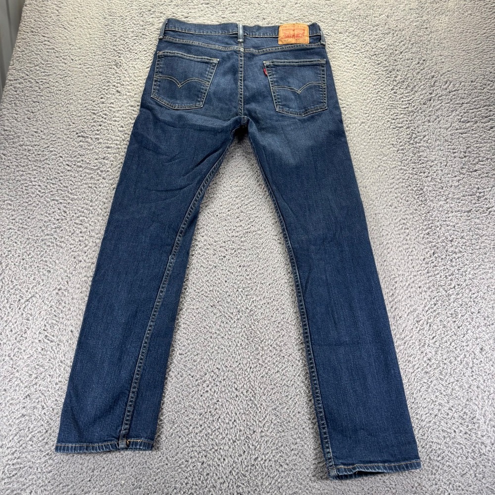 Levis 513 Jeans Mens 32x32 Blue Dark Wash Cotton Stretch Slim Fit Denim - Picture 5 of 10